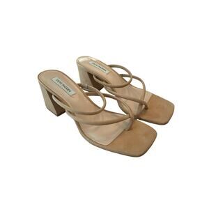 Revolve Steve Madden Effie Block Heel Square Toe Strappy Suede Tan Nubuck 10